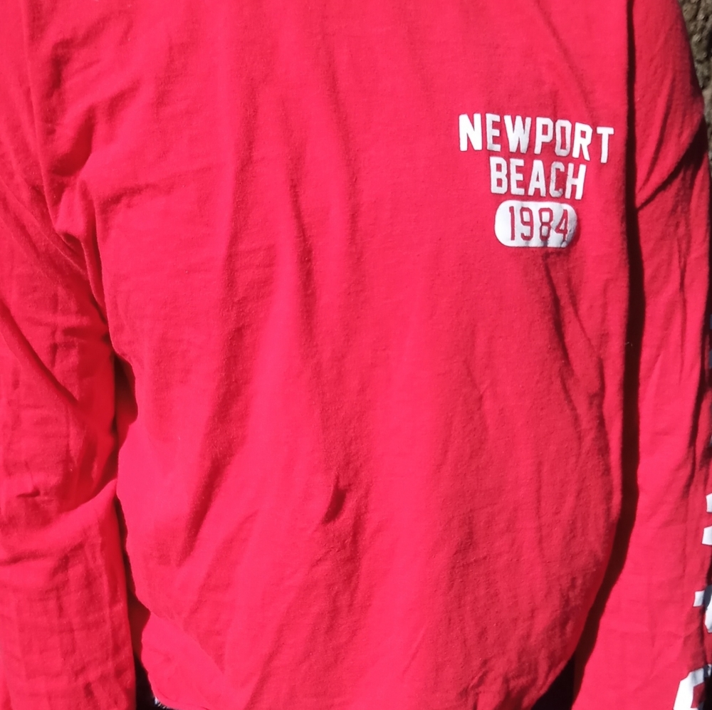 Red long sleeve Newport cropped shirt
